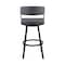Armen Living Saturn 30" Bar Height Swivel Gray Faux Leather and Black Metal Bar Stool LCSNBABLKGR30 - alternate 8